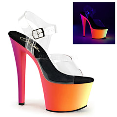Pleaser RAINBOW-308UV Clear With Neon Multi Platform Ankle Strap Sandals - Shoecup.com