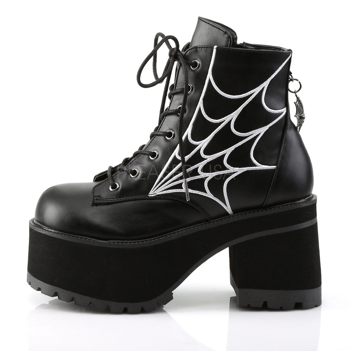 Demonia RANGER-105 Black Spider Web Platform Boots - Shoecup.com - 3