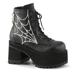Demonia RANGER-105 Black Spider Web Platform Boots - Shoecup.com - 1