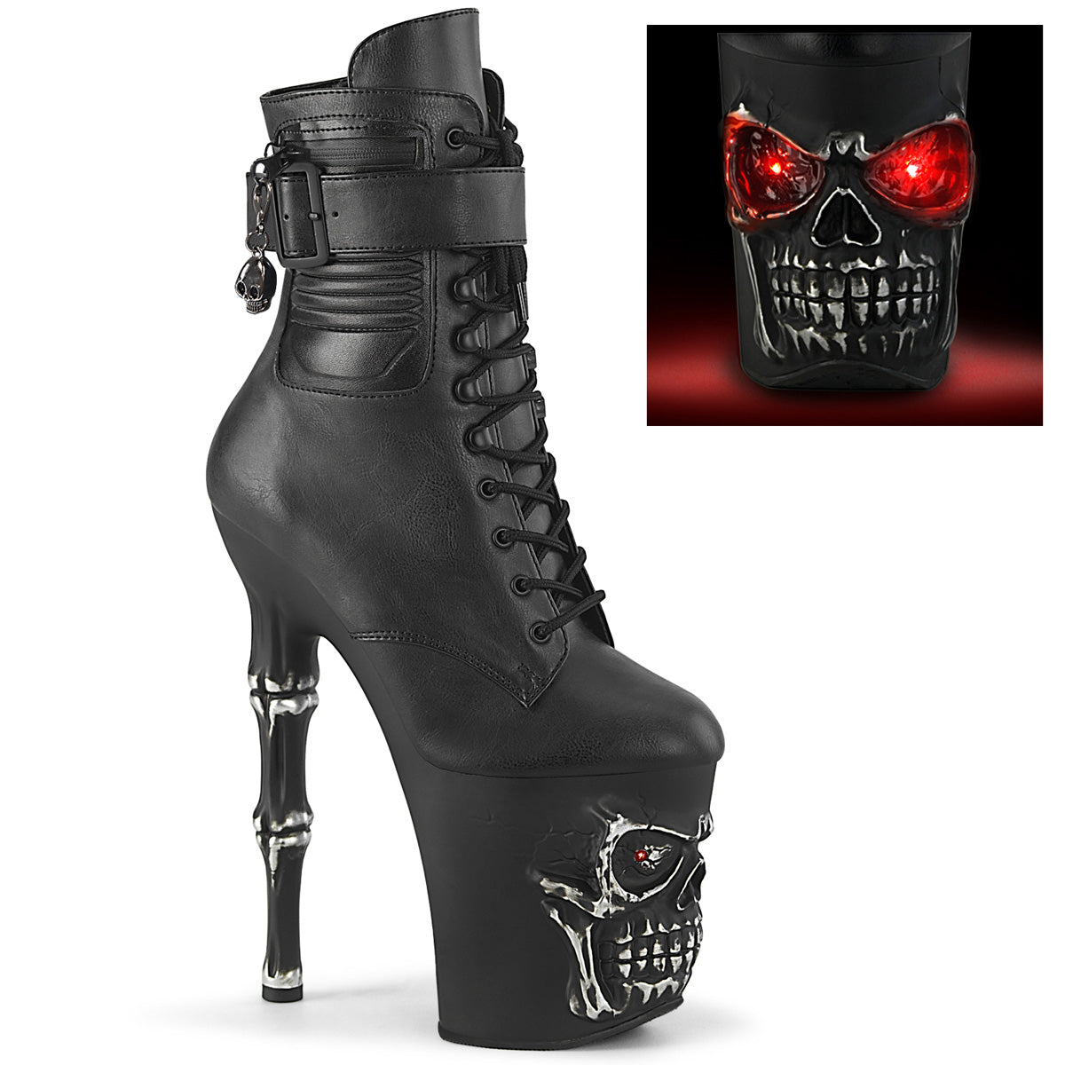 8 Inch Heel RAPTURE-1020STR-LT Black Pu