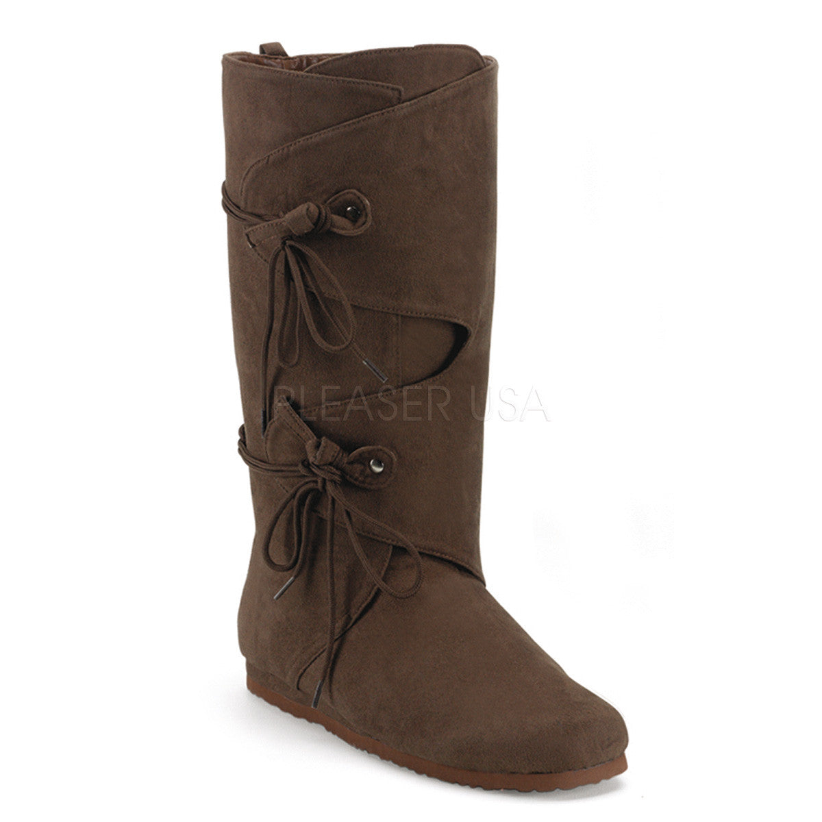Men's Brown Microfiber Renaissance Medieval Pirate Boots - Shoecup.com