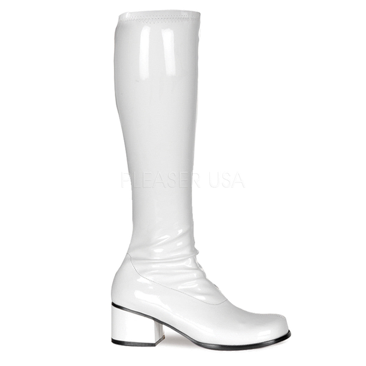 FUNTASMA RETRO-300 White Stretch Pat Gogo Boots - Shoecup.com