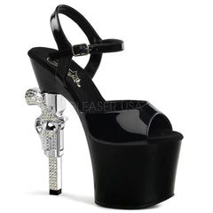 PLEASER REVOLVER-709 Black Ankle Strap Sandals - Shoecup.com