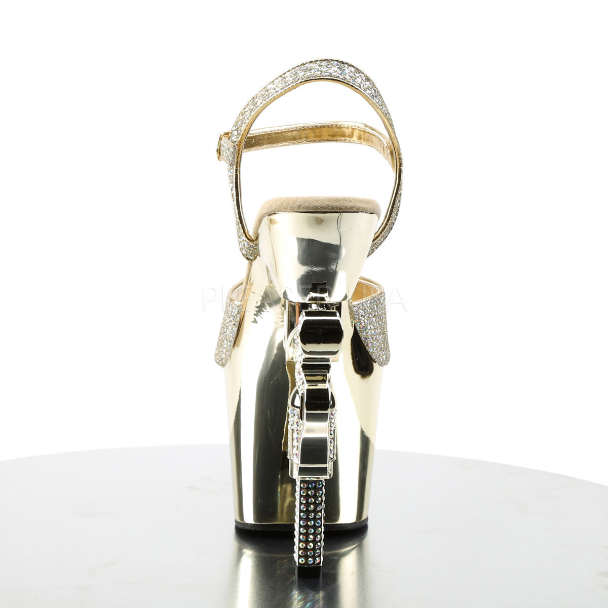 7 Inch Heel REVOLVER-709G Gold Multi Glitter