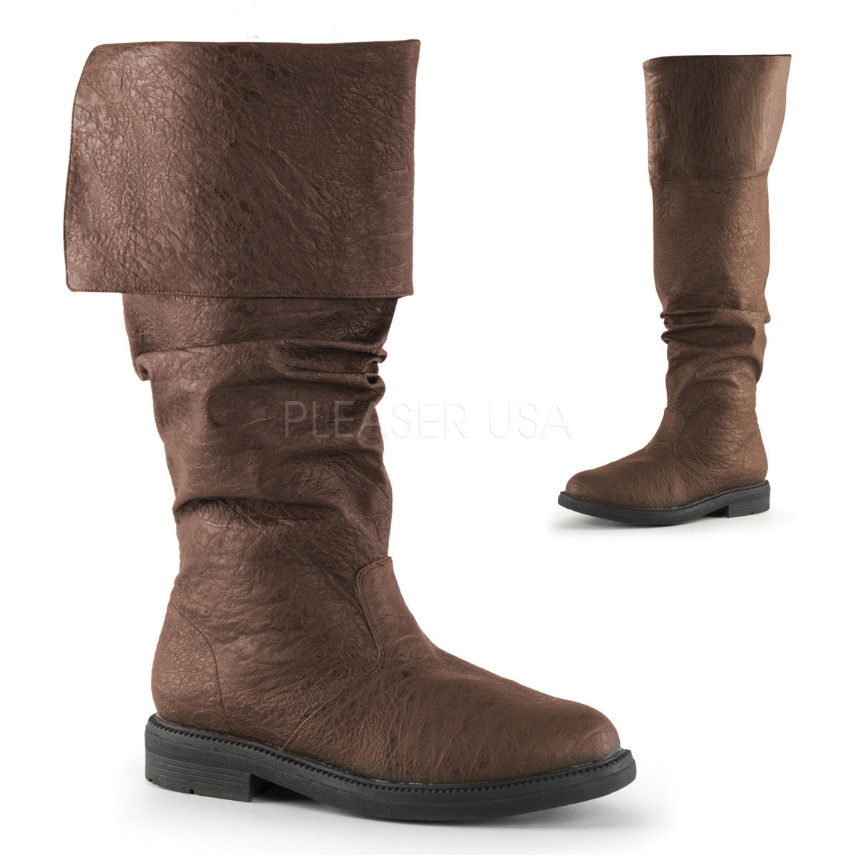 Men's Brown Renaissance Medieval Pirate Boots - Shoecup.com