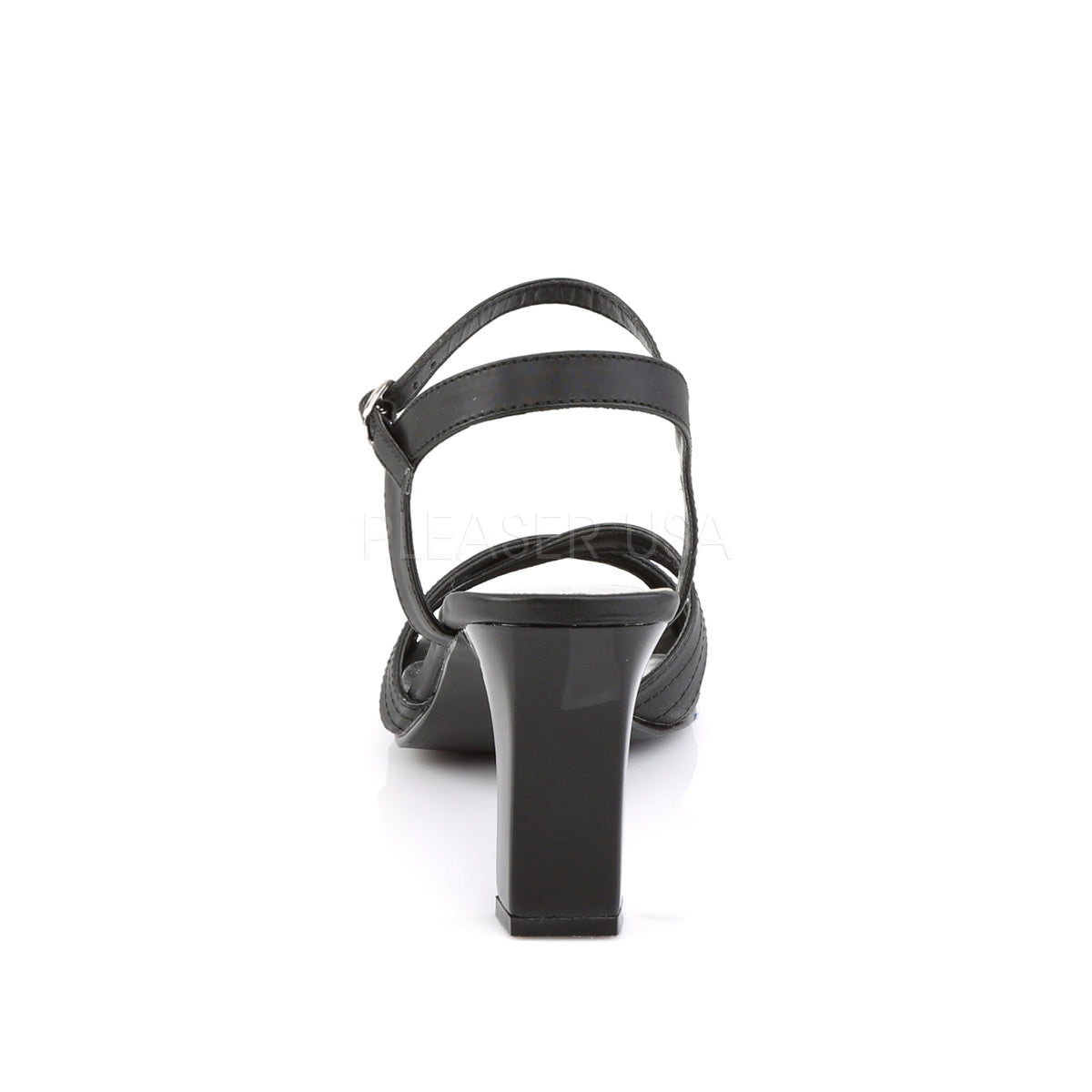 FABULICIOUS ROMANCE-313 Black Satin Pu Ankle Strap Sandals