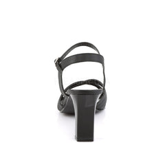 FABULICIOUS ROMANCE-313 Black Satin Pu Ankle Strap Sandals