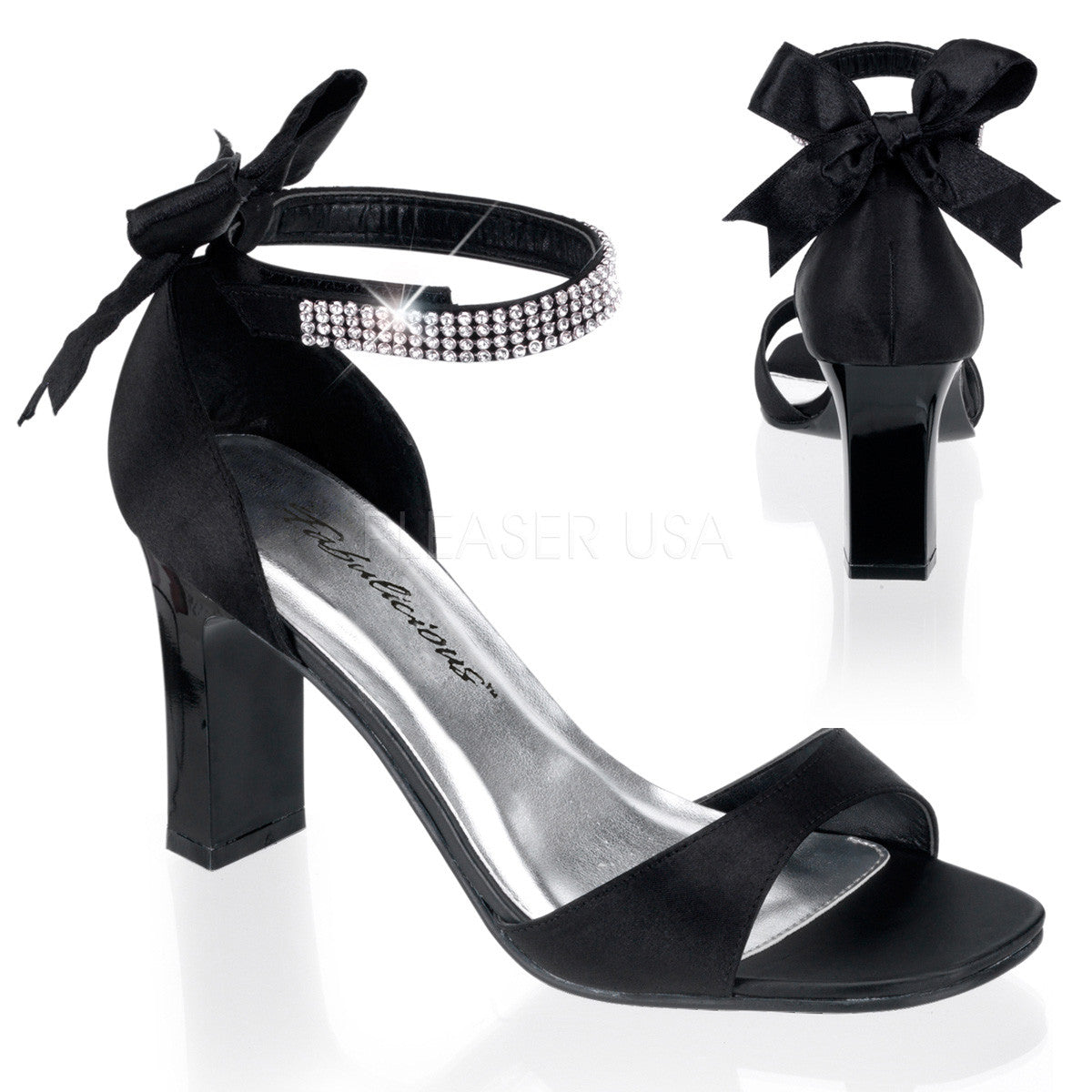 FABULICIOUS ROMANCE-372 Black Satin Closed Back Sandals - Shoecup.com