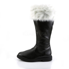 Men's Black Pu-White Faux Fur Santa Boots