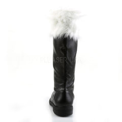 Men's Black Pu-White Faux Fur Santa Boots