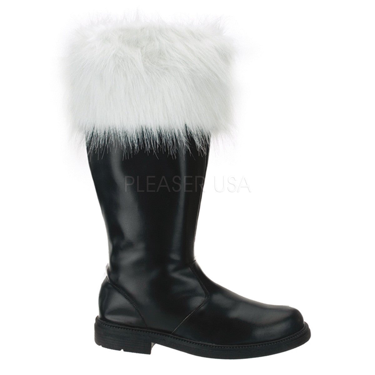 Men's Black Pu-White Faux Fur Santa Boots - Shoecup.com