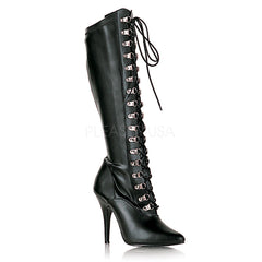 PLEASER SEDUCE-2024 Black Stretch Pu Knee High Boots - Shoecup.com