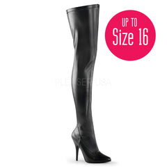 Pleaser SEDUCE-3000 Black Stretch Pu Thigh High Boots - Shoecup.com