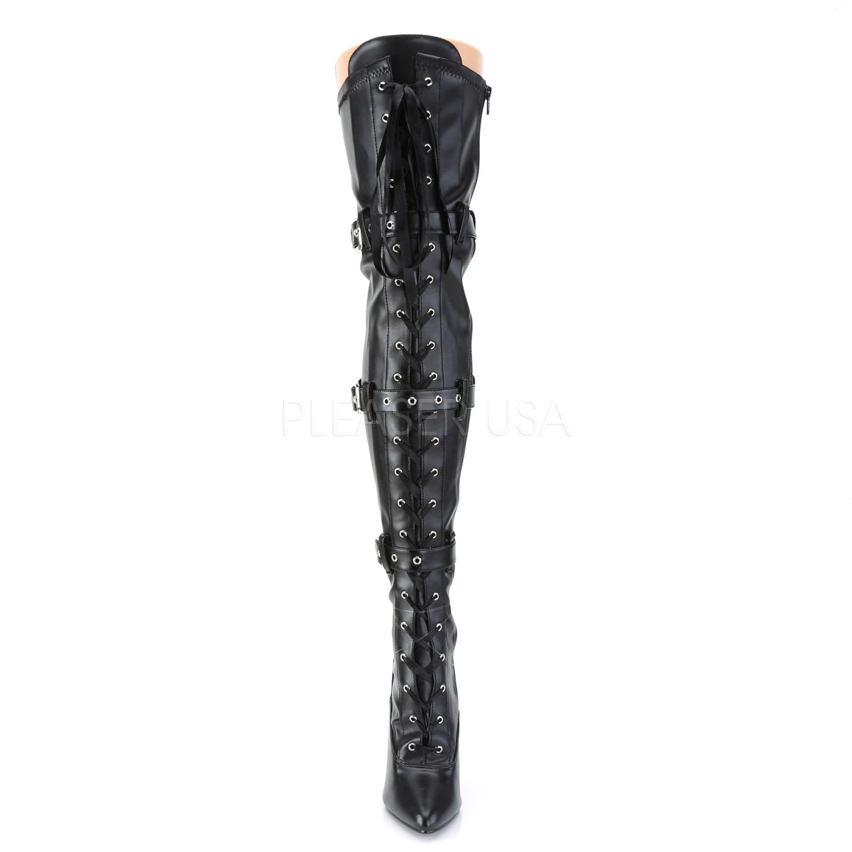 5 Inch Heel SEDUCE-3028 Black Stretch Leather
