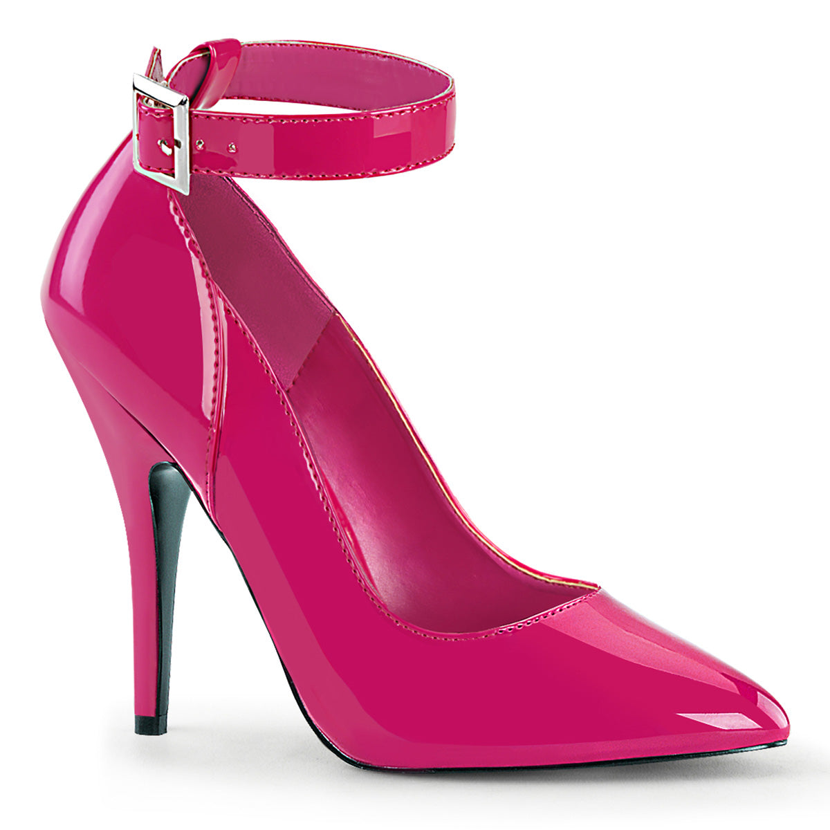 Pleaser SEDUCE-431 Hot Pink Pat 5 Inch (127mm) Heel Ankle Strap Pump