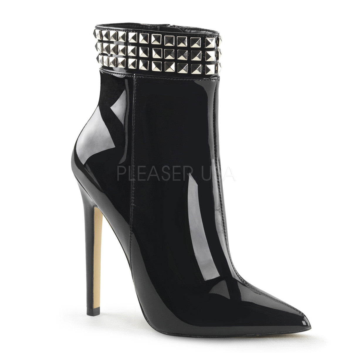 Pleaser SEXY-1006 Black Patent Ankle Boots - Shoecup.com