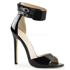 Pleaser SEXY-19 Black Patent Ankle Strap Sandals - Shoecup.com
