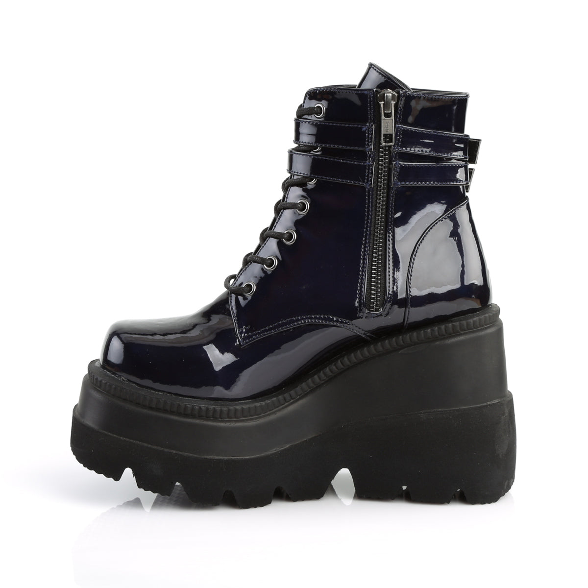 4 Inch Wedge Platform SHAKER-52 Black  Hologram