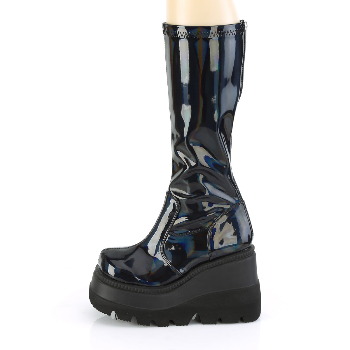 4 Inch Wedge SHAKER-65 Black Patent Holo