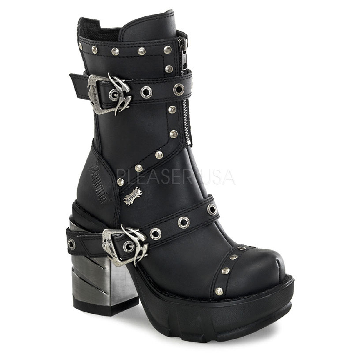 DEMONIA SINISTER-201 Black Pu Vegan Boots - Shoecup.com - 1