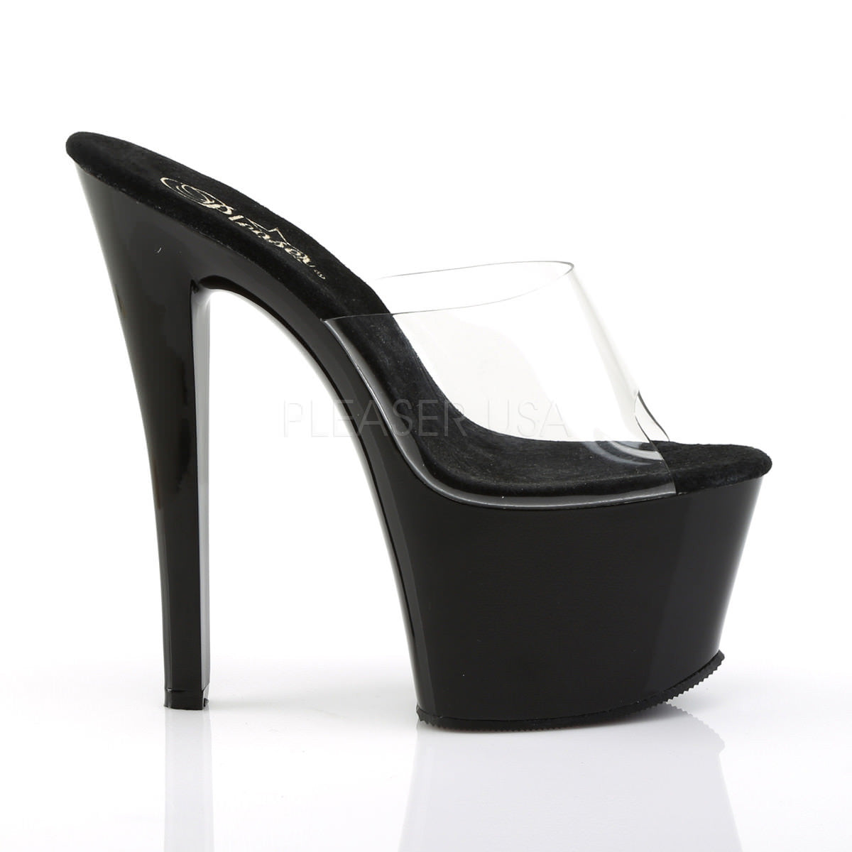 PLEASER SKY-301 Clear-Black Platform Sandals
