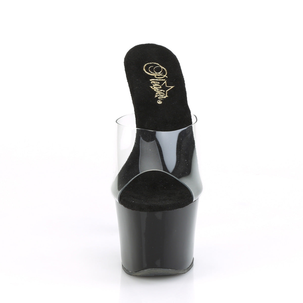7 Inch Heel SKY-301CRS Clear Black Silver Rhinestone