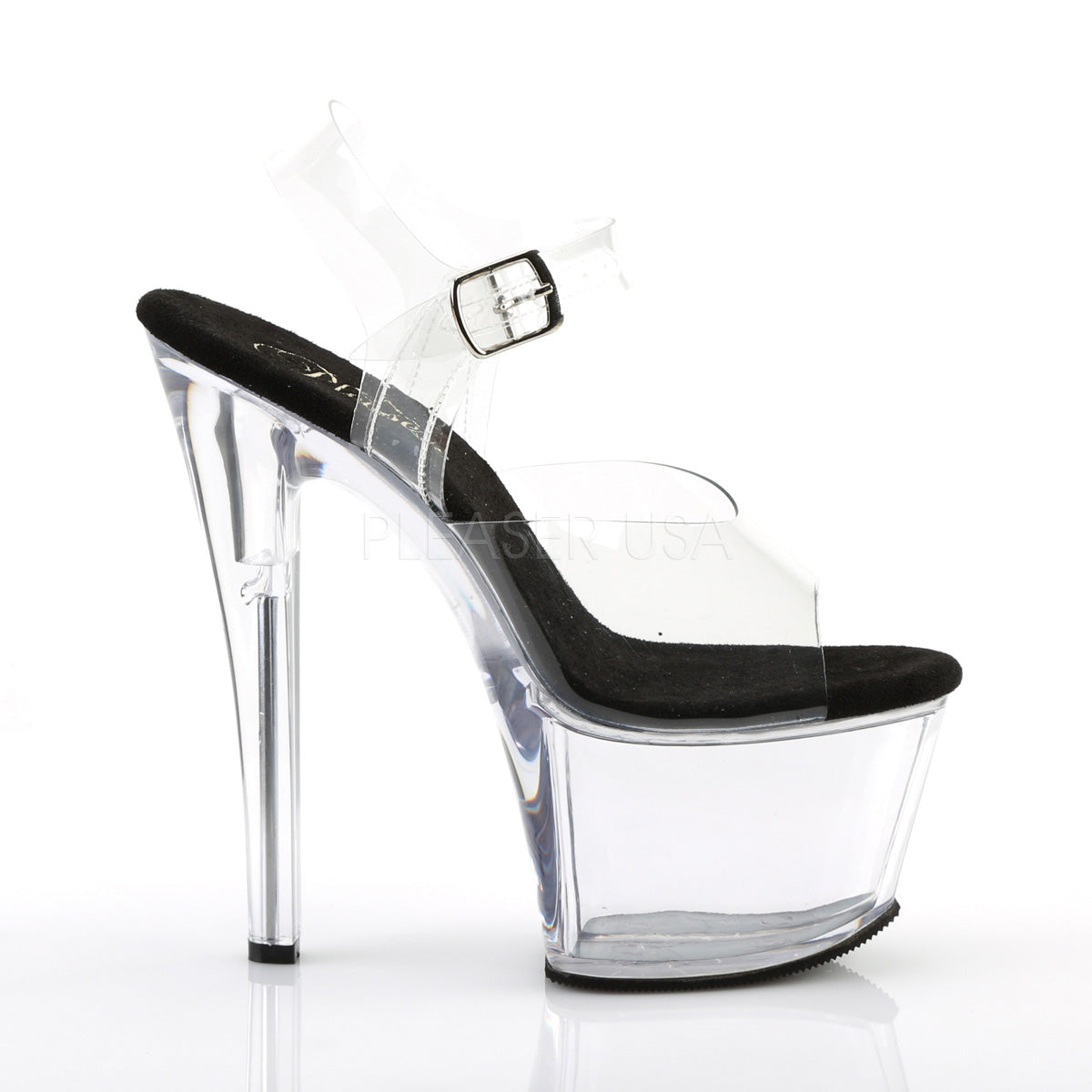 7 Inch Heel SKY-308 Clear Black Clear