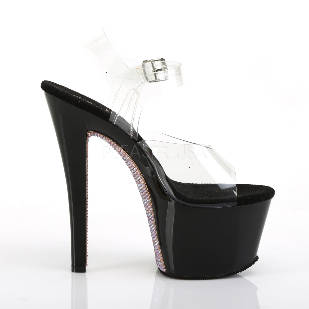 7 Inch Heel SKY-308CRS Clear Black Champagne