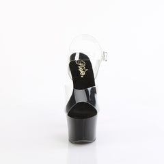 7 Inch Heel SKY-308CRS Clear Black Hot Pink Rhinestone