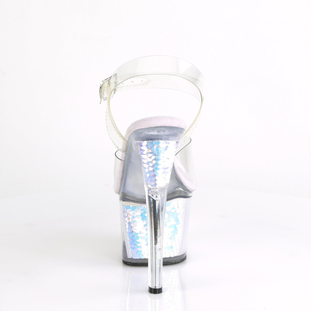 7 Inch Heel SKY-308MC Clear-Lavender Hologram Inserts