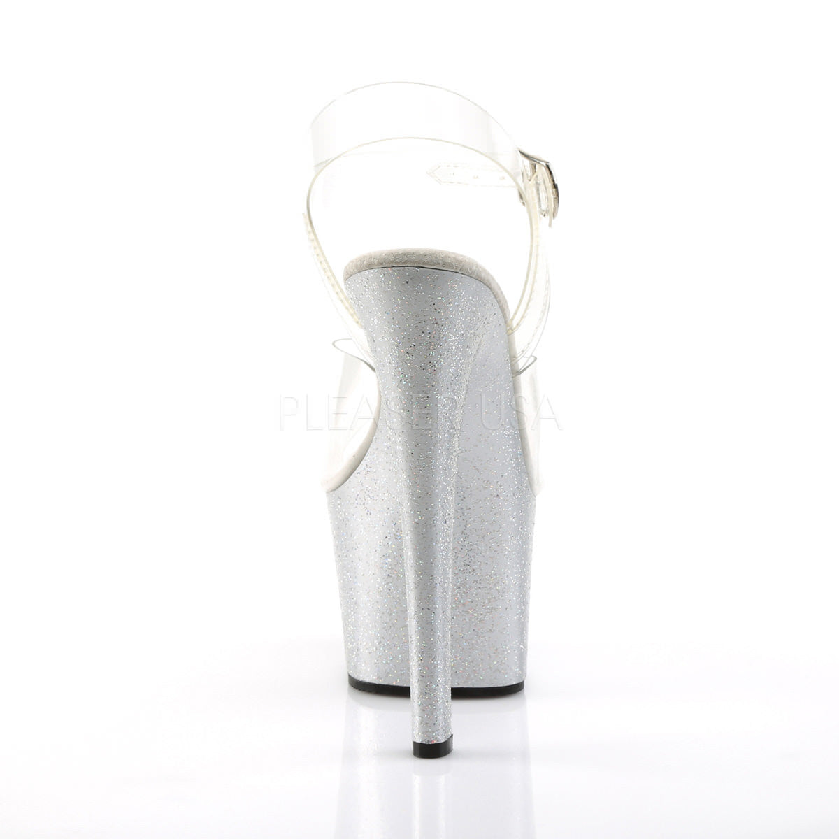 7 Inch Heel SKY-308MG Clear Silver Glitter