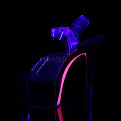 7 Inch Heel SKY-308TT Clear Black Neon Pink
