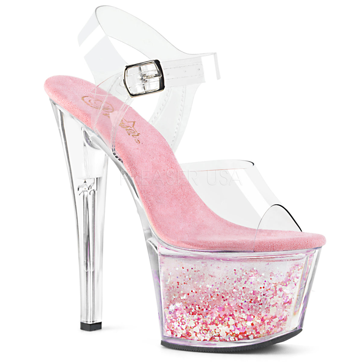 7" Heel SKY-308WHG Clear Baby Pink