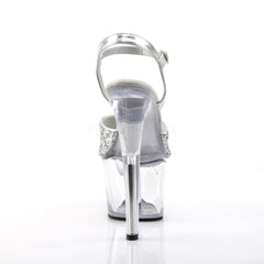 PLEASER SKY-310 Silver Glitter-Clear Ankle Strap Sandals