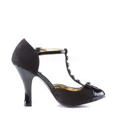 Pin Up Couture SMITTEN-10 Black M. Suede-Black Patent T-Strap D'orsay Pumps - Shoecup.com - 3