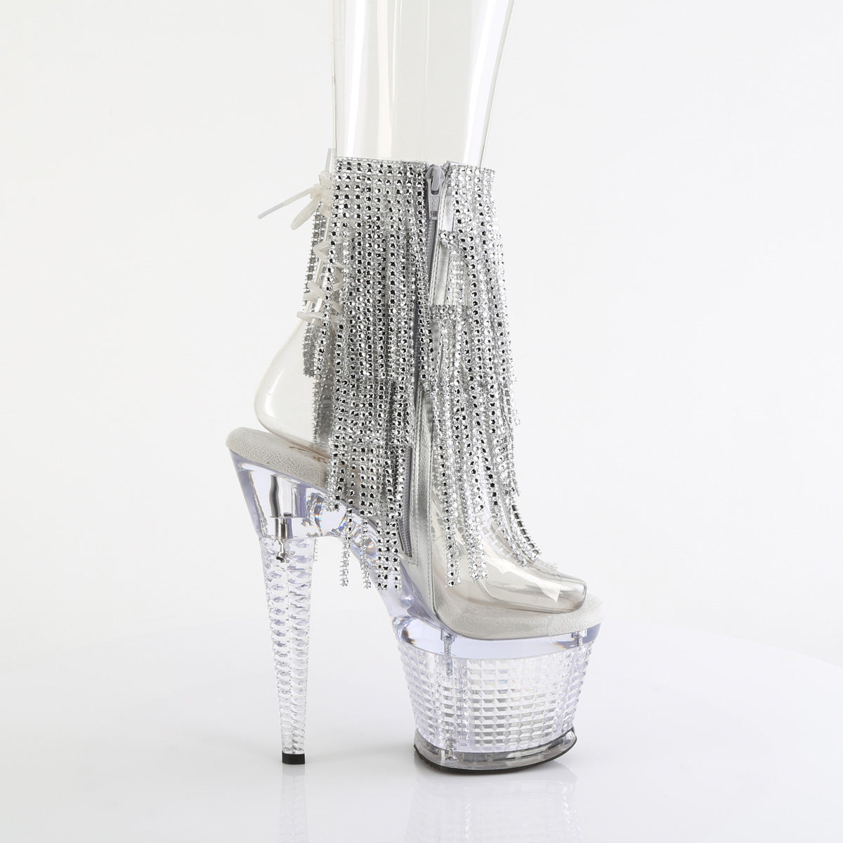 7 Inch Heel SPECTATOR-1017RSF Clear Silver Clear