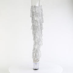 7 Inch Heel SPECTATOR-3019C-RSF Clear Silver Rhinestone