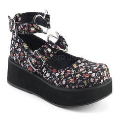 2 1/4" Platform Mary Jane With Heart O-Rings & Studs Detail