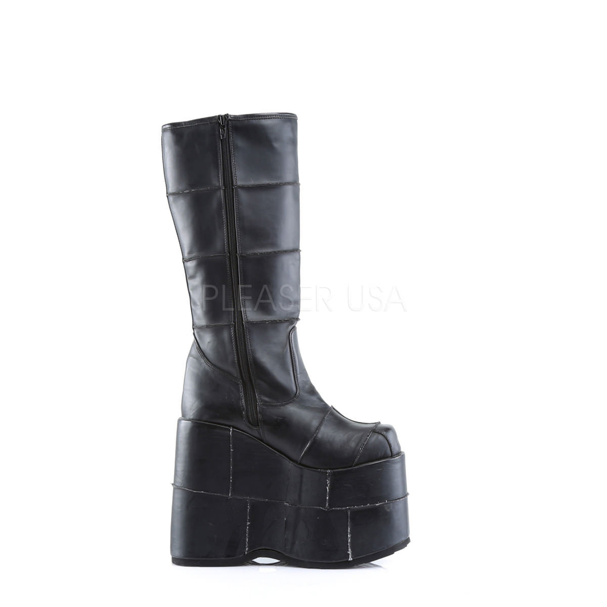 DEMONIA STACK-301 Men's Black Pu Vegan Boots - Shoecup.com - 3