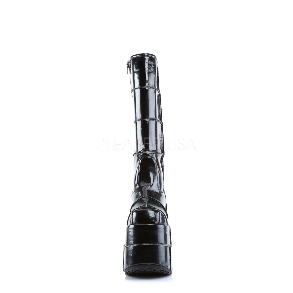 DEMONIA STACK-301 Men's Black Pat Vegan Boots - Shoecup.com - 4