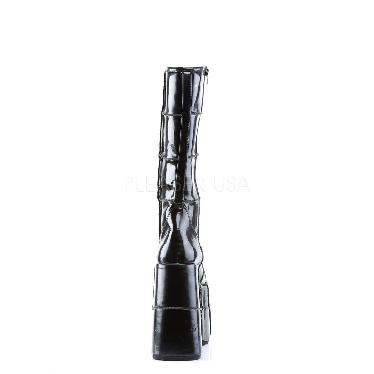 DEMONIA STACK-301 Men's Black Pat Vegan Boots - Shoecup.com - 5