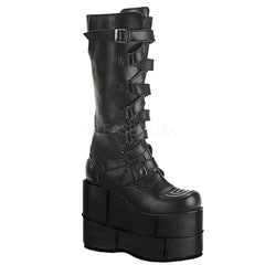 Demonia,DEMONIA STACK-308 Men's Black Pu Vegan Boots - Shoecup.com