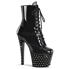 Pleaser STARDUST-1020-7 Black Ankle Boots With Black Platform - Shoecup.com