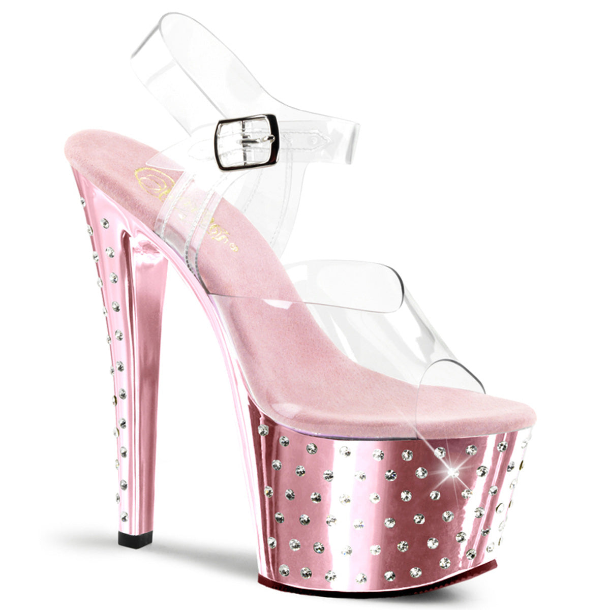 7 Inch Heel STARDUST-708 Clear Baby Pink Chrome