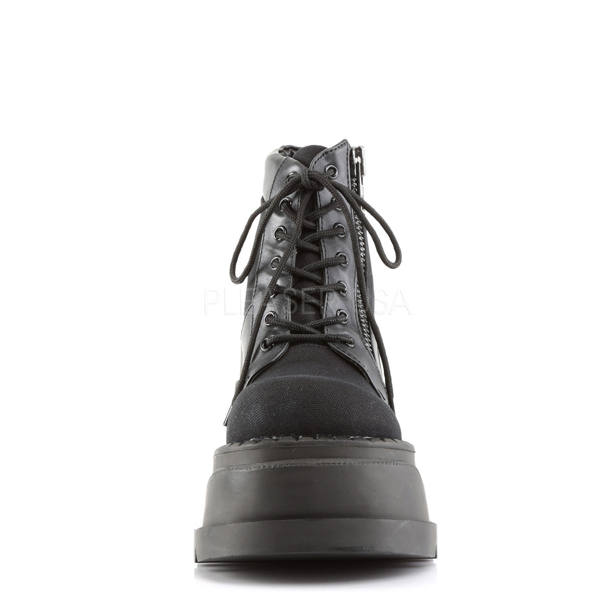 Demonia STOMP-10 Black Canvas-Vegan Leather Boots - Shoecup.com - 4