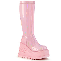 demonia-stomp-200-baby-pink-hologram-stretchetch-patent