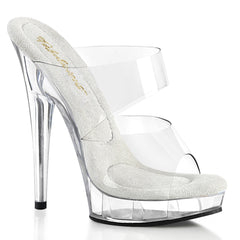 6 Inch (152mm) Heel, 1 Inch (25mm) Platform Two-Band Slide. Includes a Pair of Matching Color Gel Insole for Arch Support and Comfort