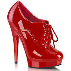 6 Inch (152mm) Heel, 1 Inch (25mm) Platform Red Patent Lace-Up Bootie
