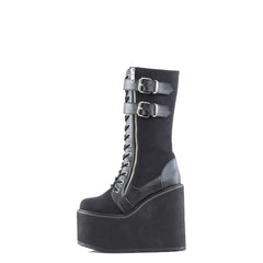 Demonia SWING-221 Black Canvas-Vegan Leather Boots - Shoecup.com - 2