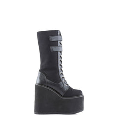 Demonia SWING-221 Black Canvas-Vegan Leather Boots - Shoecup.com - 3